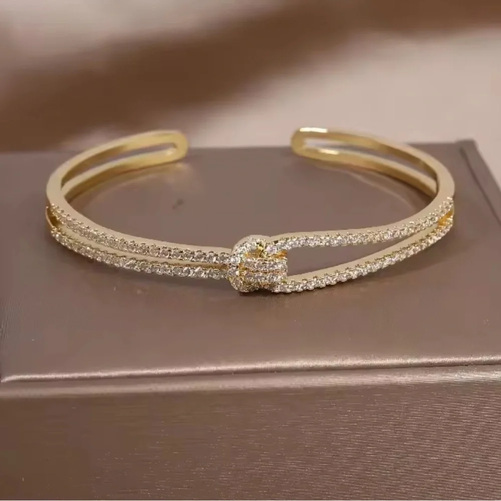 Antro! Classic Lux cuff crystal Gold Knot Bracelet